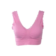 Женский спортивный бюстгальтер с подкладкой кружевной бюстгальтер для спортзала Йога; Спорт жилет(L, розовый