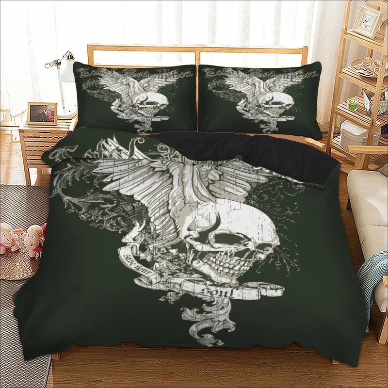 

wongsbedding skull Bedding Set queen King size Duvet Cover set with pillowcase AU Queen Bed best gift bedline