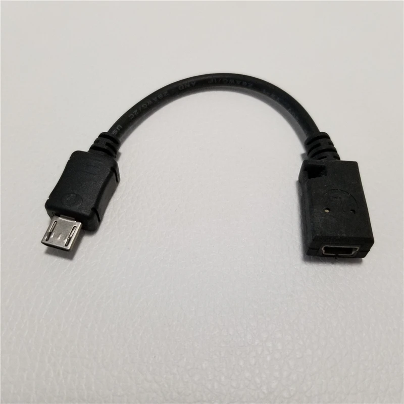 Micro USB мужчина к Mini USB usb-адаптер для женщин данных компьютерный кабель черный 10 см