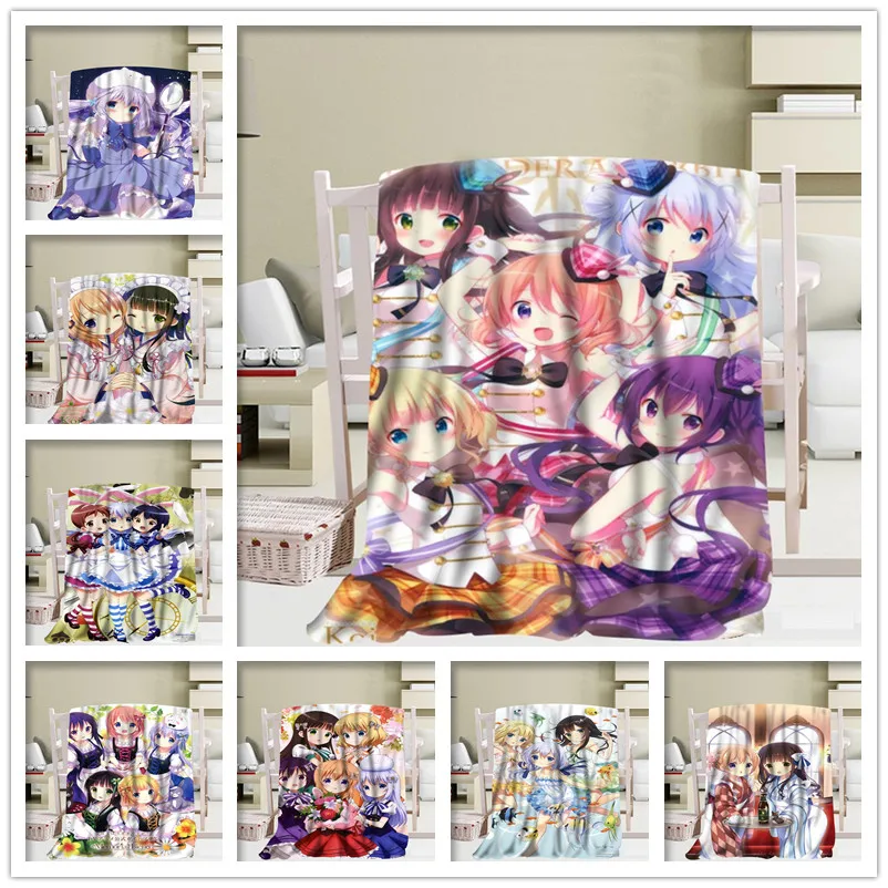 Индивидуальное одеяло Gochuumon Wa Usagi Desu Ka аниме офисное для дивана портативное