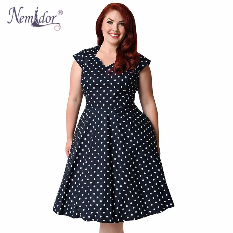 Nemidor Plus_Size_1950s_Style_Polka_Dot_Swing_Dress (3)