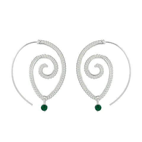 Ethnic Personality Round Spiral Drop Earrings Exaggerated Love Heart Whirlpool Gear Earrings for Women Beach Jewelry