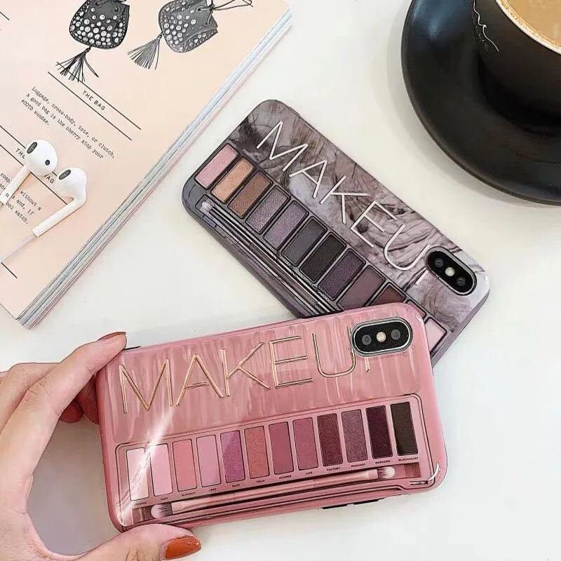 

Silicone Eye Shadow Box Phone Case For iphone x case Soft Coque For iphone 7plus 8 Plus XS Max eye shadow box Naked cover Capa