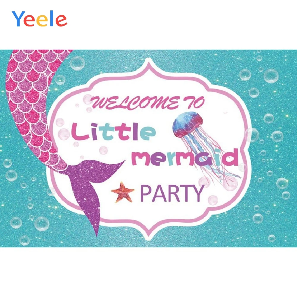 

Yeele Vinyl Fish Mermaid Princess Baby Girl Birthday Party Photography Backdrop Children Photographic Background Photo Studio