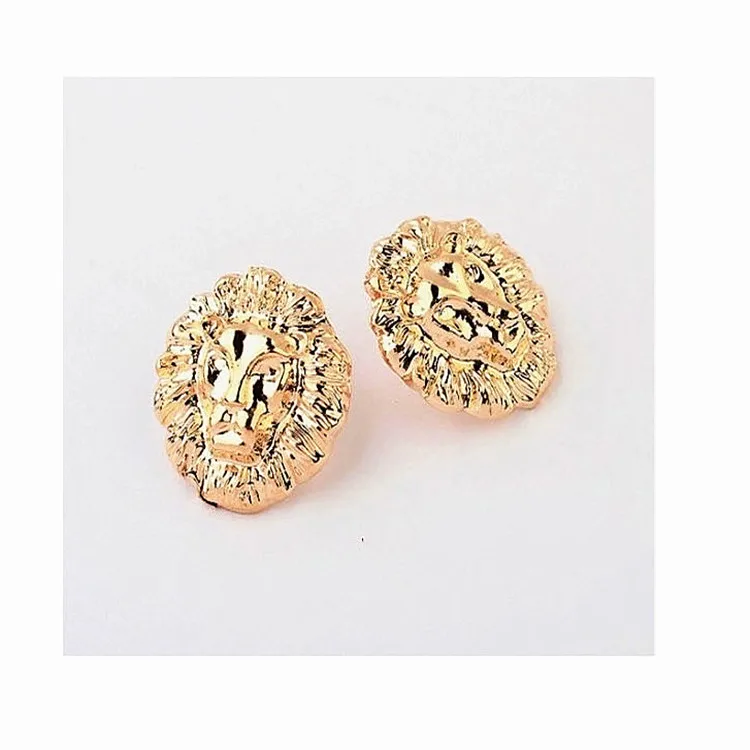 Изысканные Ювелирные Изделия Серьги Шпильки Vintage Gold Lion Head Для Женщин Punk Pendientes Mujer