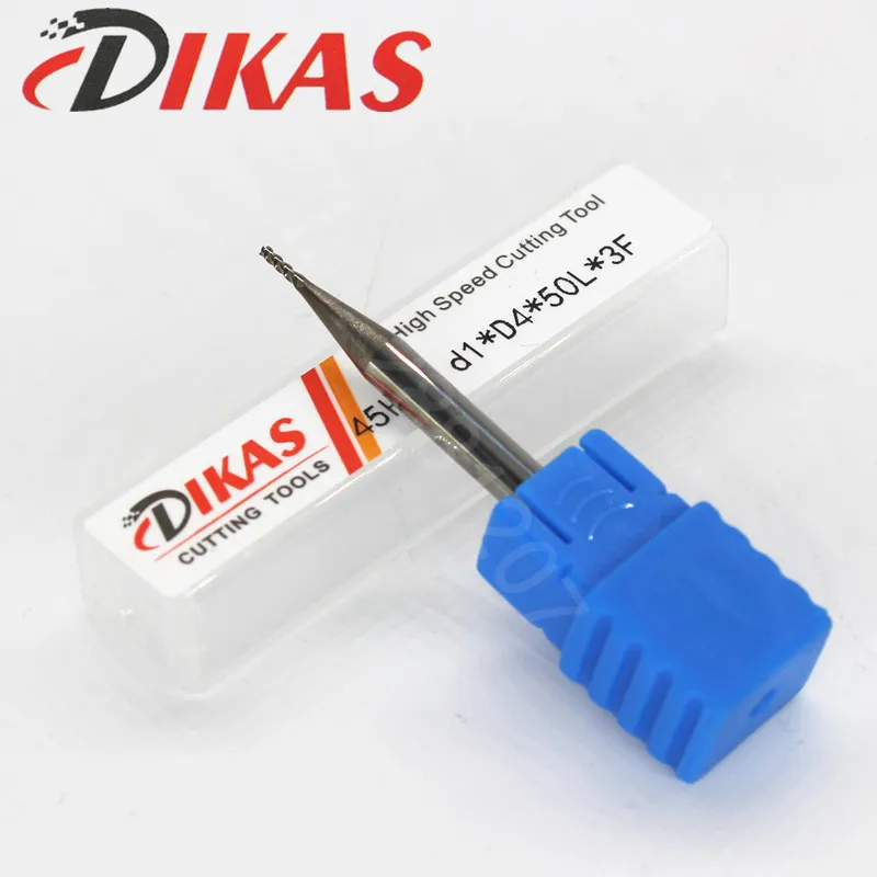 

Dikas 45HRC d1*D4*50L*3F material Carbide Square Flatted End Mill 3 flute 1mm coating nano use for High-speed milling machine
