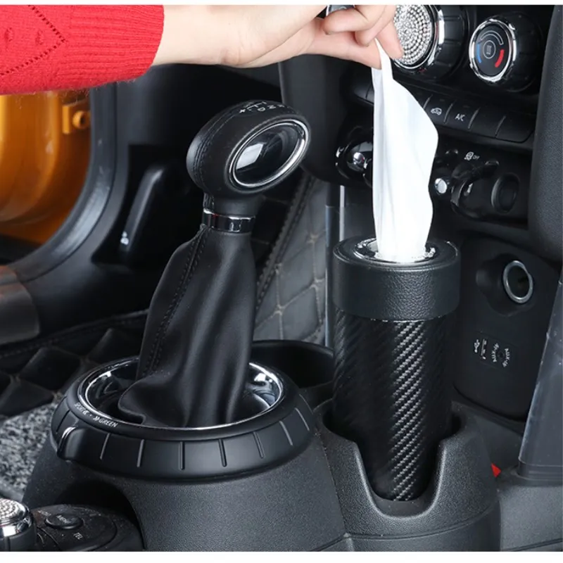 carbon fiber stylish block Cylindrical tissue box for mini cooper s roadster paceman countryman f54 f56 etc.