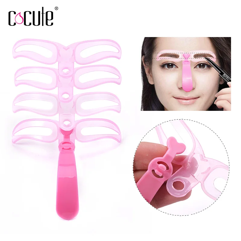 

Cocute Pink Eyebrow Stencils Shaping Grooming Eye Brow 4 Styles Makeup Eyebrow Model Template Eye Painting Tool