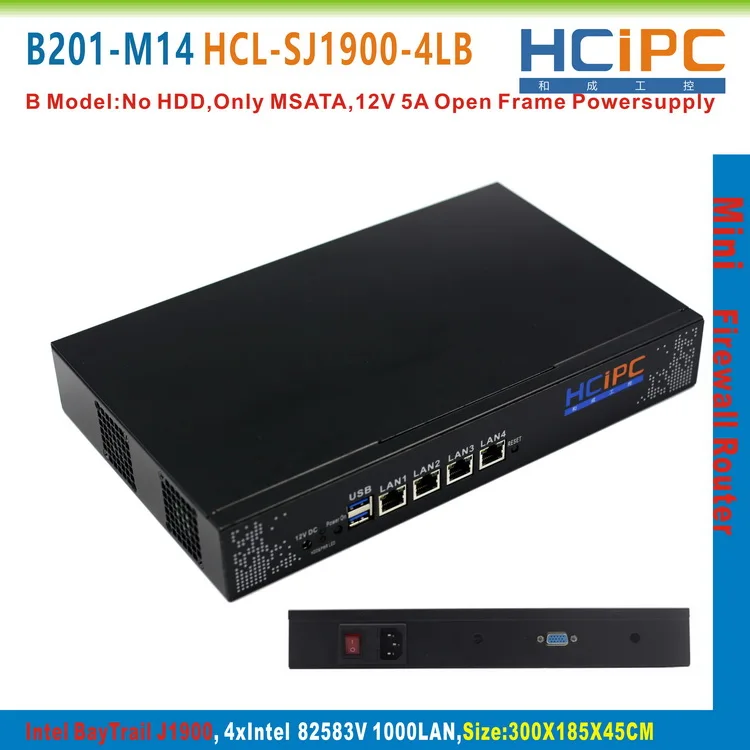 HCiPC B201 M14 HCL SJ1900 4LB Baytrial J1900 82583V 4LAN мини брандмауэр Barebone маршрутизатор ПК