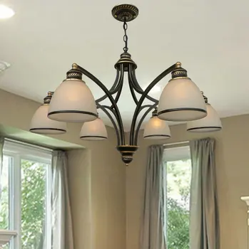 

modern retro American Multiple Chandelier dining room bedroom lamp iron simple Pastoral lighting