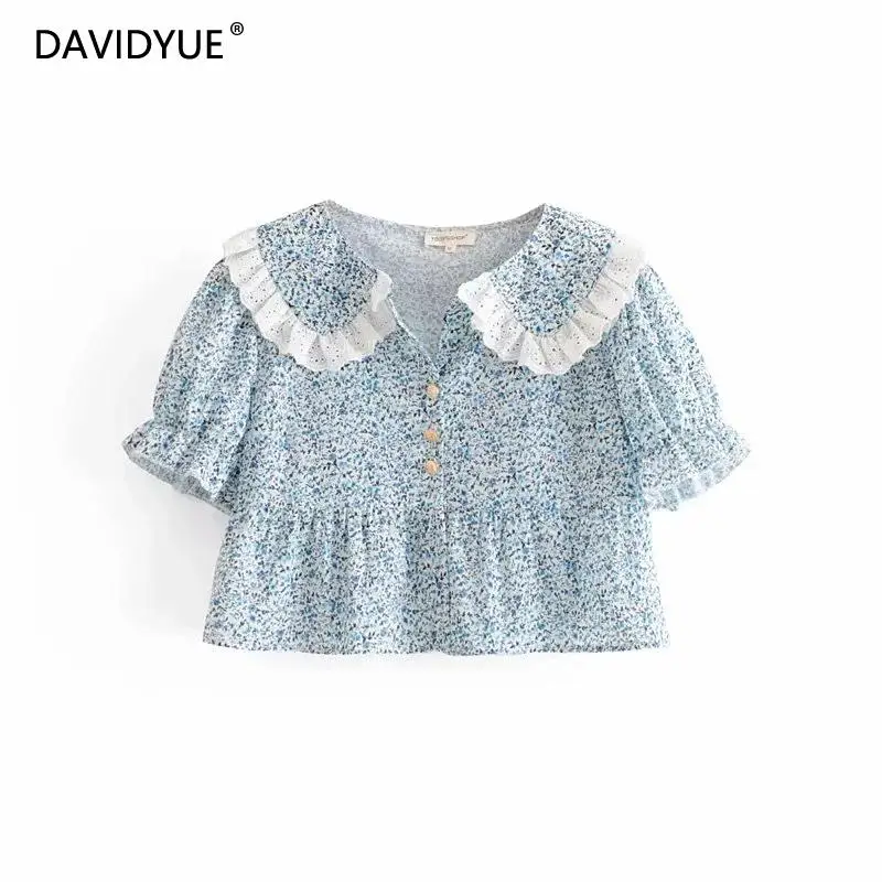 

Boho floral embroidery blouse women tops Vintage sexy hollow out short sleeve ruffles shirts Summer korean fashion woman clothes