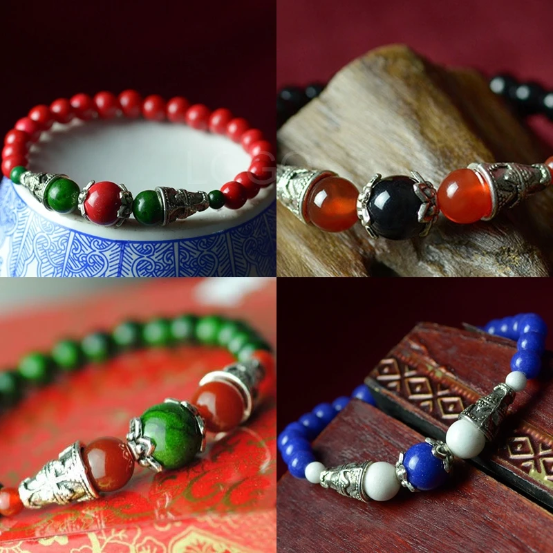 New style Women Bracelet Chinese Style Craft Agate Bead Bracelet with Miao Silver for first service