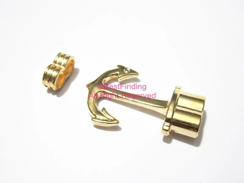 

5mm Anchor hook clasp Gold open hook Round leather clasp