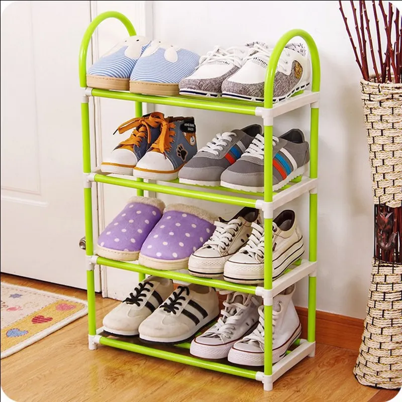 4 Layers Shoe Rack Plastic Parts Pipe Shoes Shelf Easy Assembled Storage Organizer Stand Living Room Furniture Cabinet