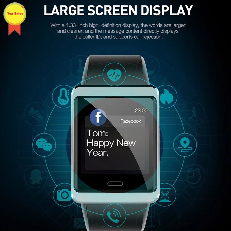

Smartwatch android IOS BT4.0 1.3 IPS touch screen Heart Rate Blood Pressure sleep monitor information display sport Smartwatches