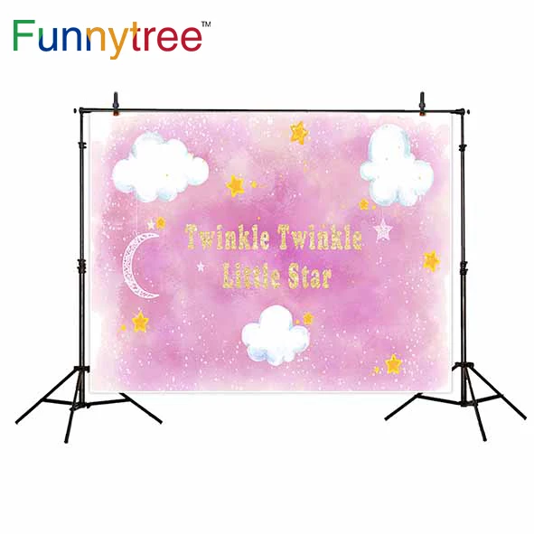

Funnytree backdrop for photographic studio twinkle little star pink girl cloud cartoon birthday background photobooth printed