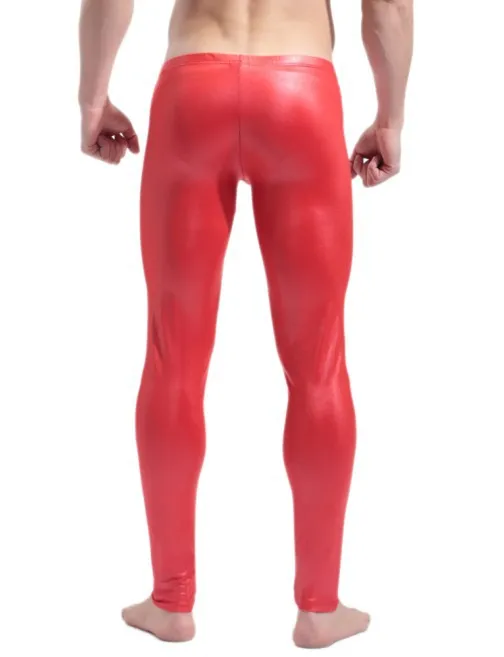 Черный/красный пикантные Модные мужские кожаные латекс длинные Брюки обтягивающие эластичные узкие брюки Леггинсы Bodywear Новинка Клубная одежда