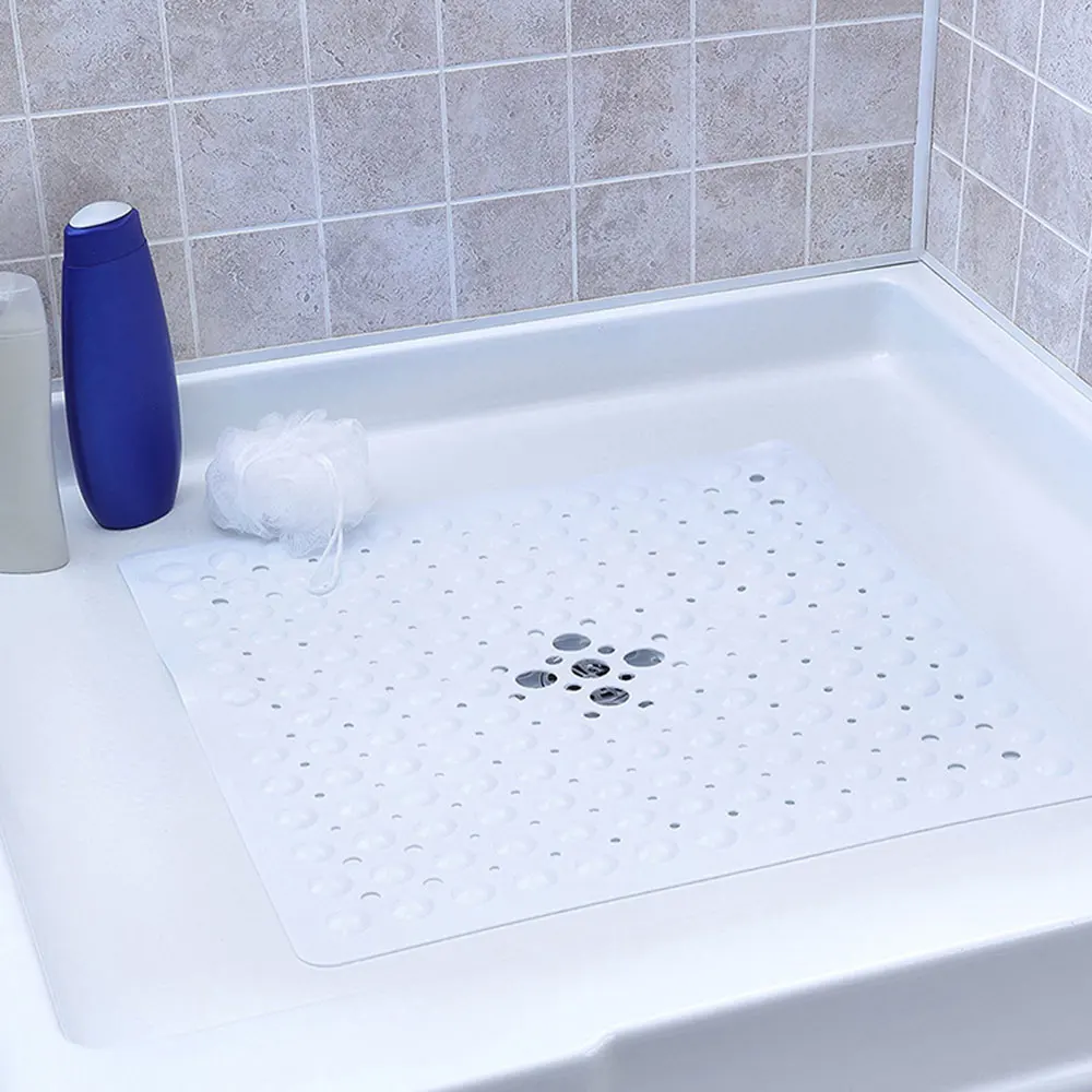 

Quick Drain Shower Mat Anti-slip Bath Mat Carpet for Bathroom Non Slip Square Shower Stalls Machine Washable Suction Cups