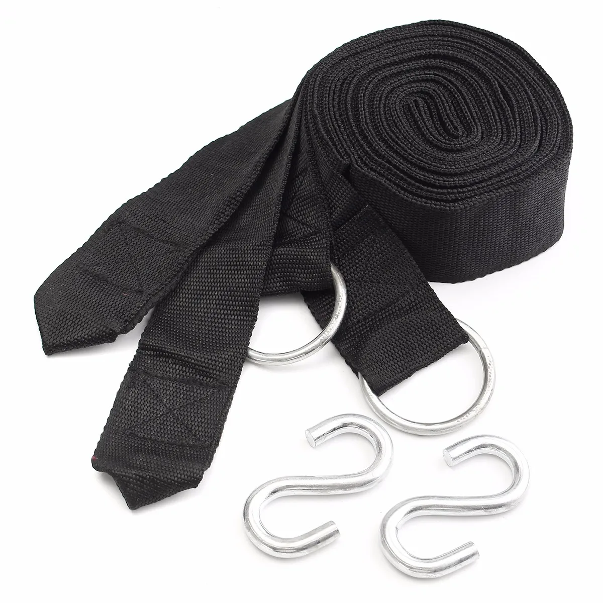

600kg Load Hammock Strap Rope With Metal S Hook Or Carabiner Hammock Hanging Belt Bind Rope with Metal Buckle Load Bind Rope