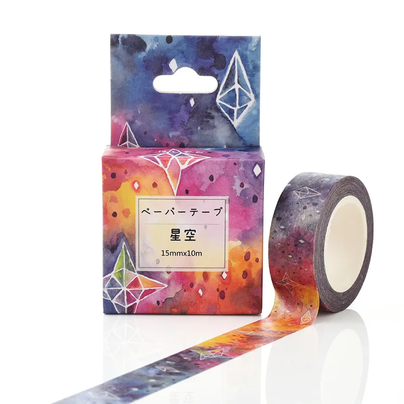 

15mm*10m Box Package Beautiful Starry Sky Washi Tape Excellent Quality Colorful Paper Masking Tape DIY Decorative Tapes