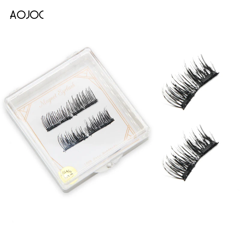

Aojoc 4pcs/set Magnetic Eyelashes Fake Eyelash Magnets EyeLashes 3D Mink Lashes Natural False Eye Lashes Extension Makeup Tools