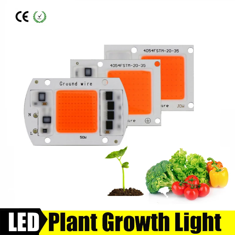 

2019 Full Spectrum LED Phyto Lamp 20W 30W 50W AC220V High Power COB Chip LED Diode Grow Light Phytolamp For Plants Hydroponics