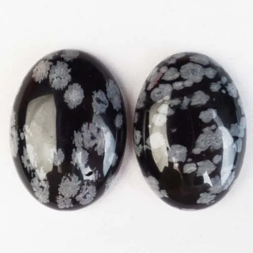2pieces/lot)Wholesale Natural Mixed Stone Oval CAB CABOCHON 25x18x6mm yl061801 - Окраска металла: Snowflake Obsidian