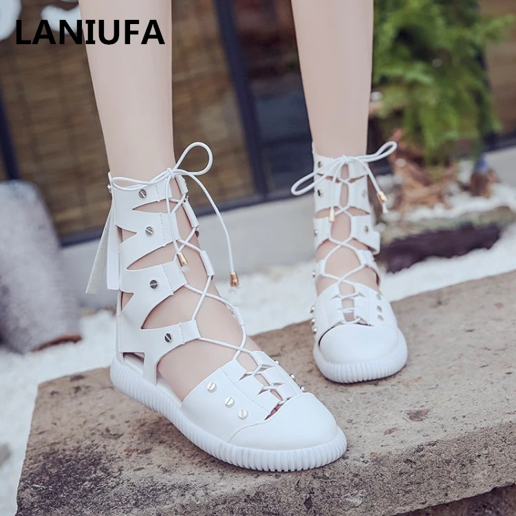 

Summer Women Sandals Flat shoes Woman Comfortable Casual Rome Gladiator Lac Up Walking Sandals women shoes mujer zapatos #995