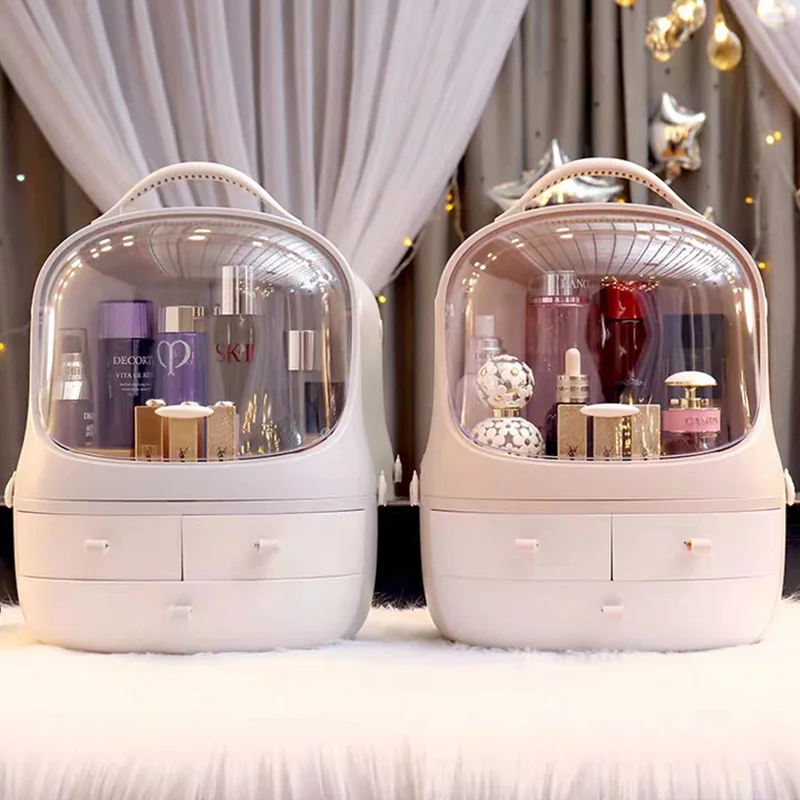 Creative Portable Cosmetic storage box dust rack dressing table desktop skin care products lipstick box mask  cosmetic storage