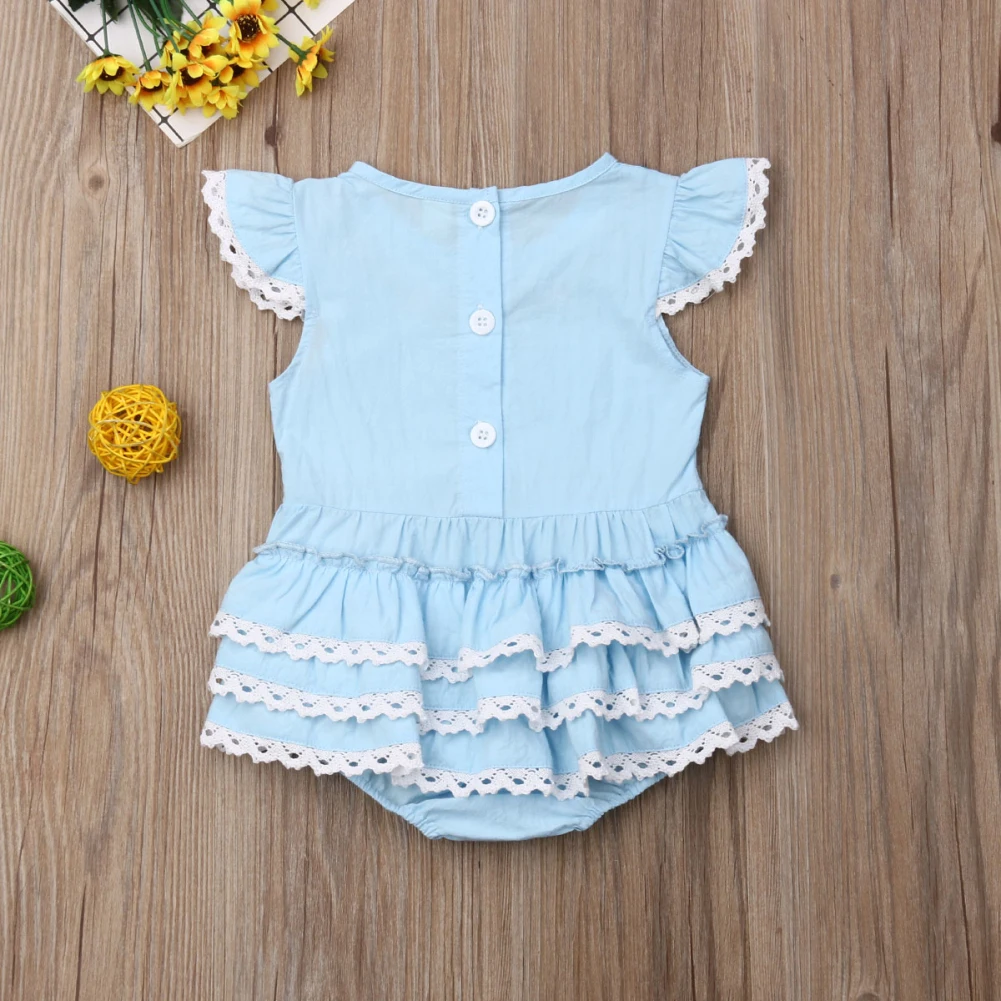 Baby Summer Clothing Sister Matching Outfits Girl Short Sleeve Flower Romper Dress Matching Layered Ruffled Outfit Set