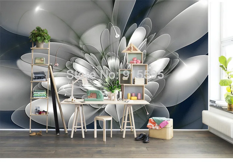 Современная мода креативный абстрактный прозрачный цветок гостиная ТВ фон настенный Декор нетканые обои на заказ настенная роспись