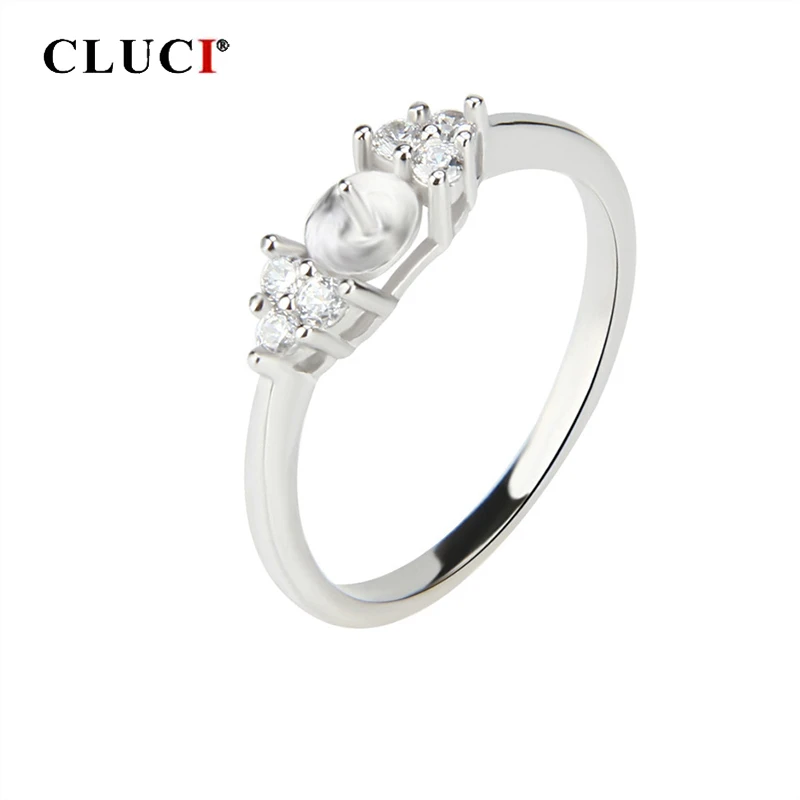 Cluci 925 Sterling Silver Round Ring Women Jewelry Simple Zircon Pearl Mounting For Engagement Rings huismerk kopen in de aanbieding Cluci 925 Sterling Silver Round Ring Women Jewelry Simple Zircon Pearl Mounting For Engagement Rings huismerk kopen in de aanbieding