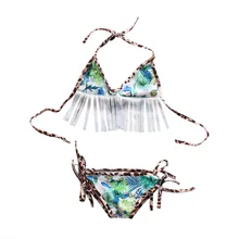 Для маленьких девочек s комплект бикини Новинка года печати кисточкой новорожденных для маленьких девочек Цветочный комплект бикини купальный костюм пляжный костюм одежда