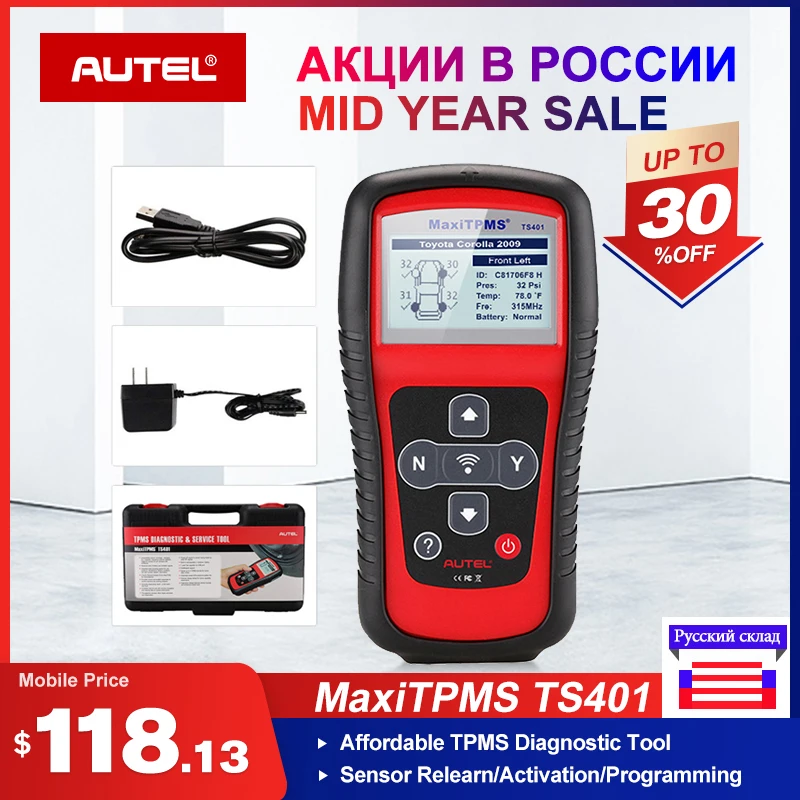 Autel MaxiTPMS TS401 Tire Pressure Monitoring System OBD2 TPMS Diagnostic Scanner Tool Activate