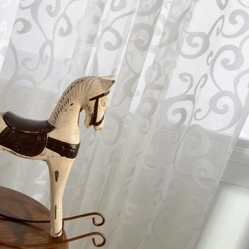 Европейский простой белый Pteris жаккардовые ширмы Тюль желтая сетка занавески ткани окна балдахин занавески для гостиной MY064-30