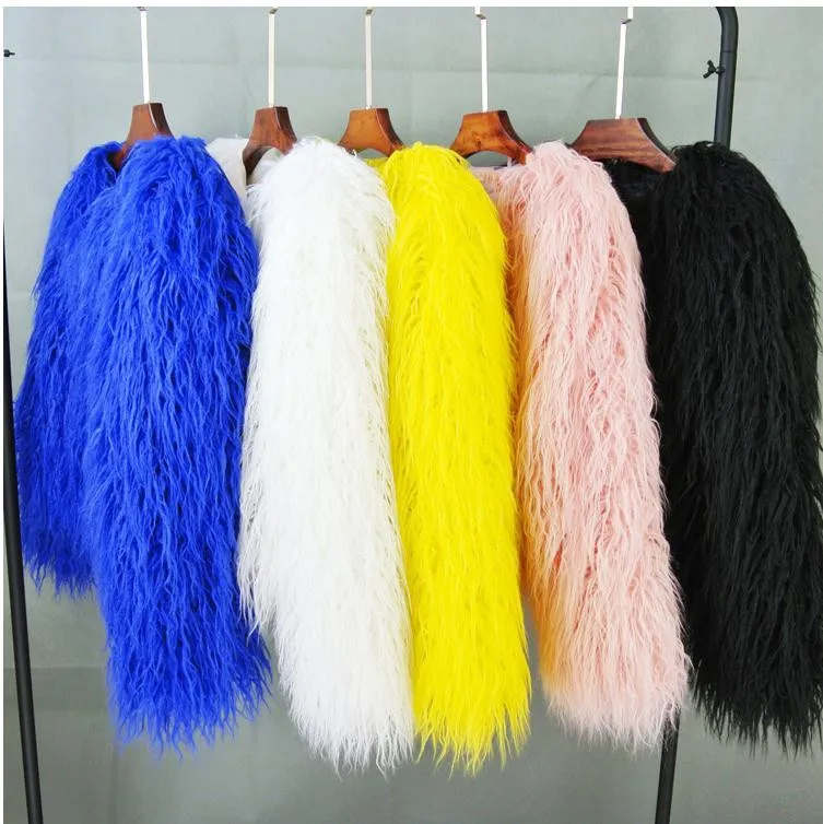 

2019 Colorful Boho Furry Faux Fur Coat Plus Size Women Fur Coats Autumn Winter Faux Fur Shaggy Jacket Fourrure Bontjas K1061