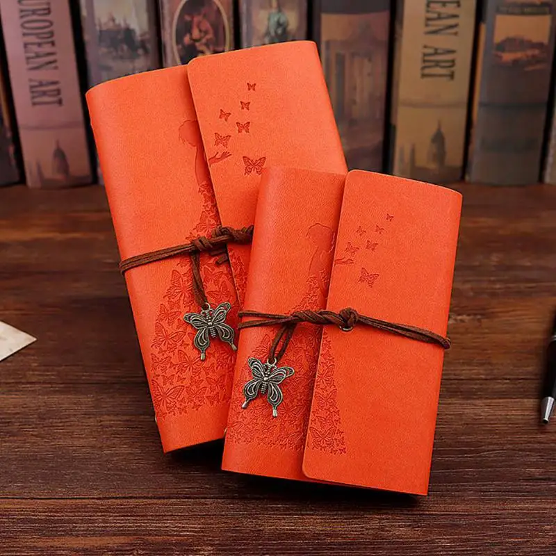 

New Notebook PU Leather Cover Butterfly Girl Note Book Replaceable Traveler Notepad Book for daily writing, notes, accounts,sche