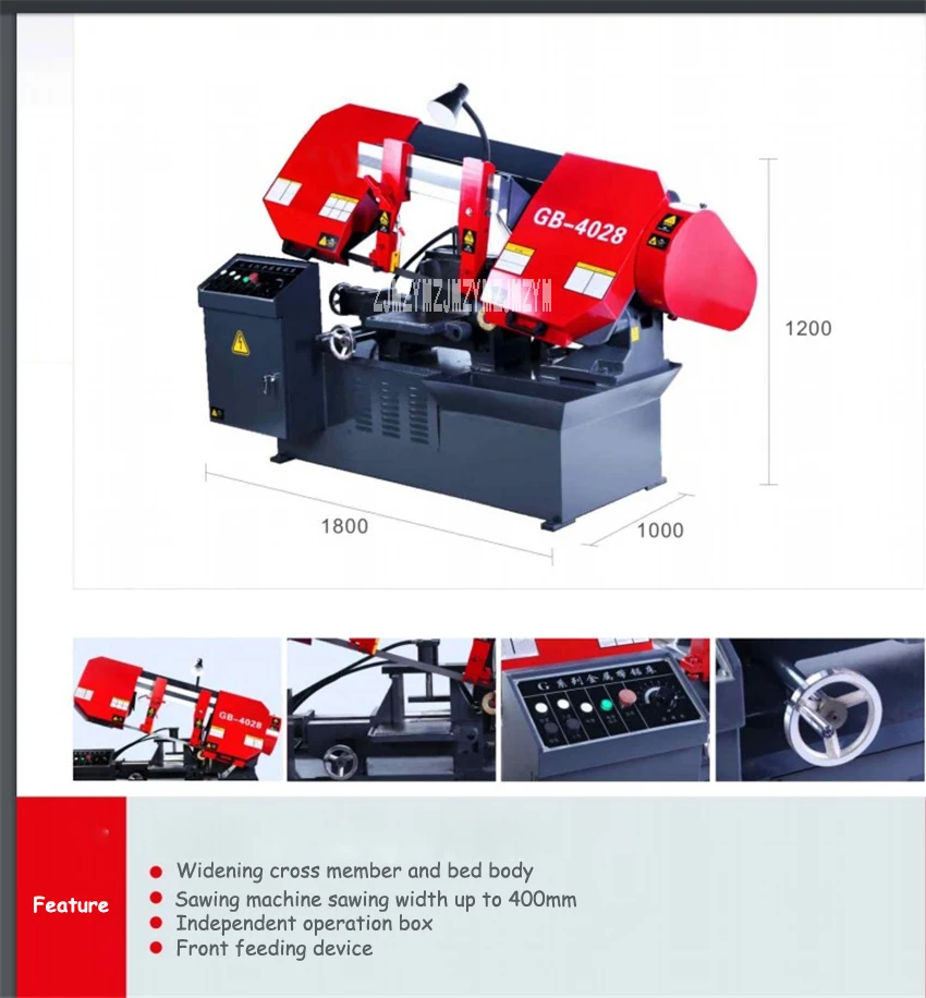 GB4028 полуавтоматическая горизонтальная металлическая ленточная Пильная машина высокого качества ленточная пила для резки металла 380 В 400 кВт(280* мм