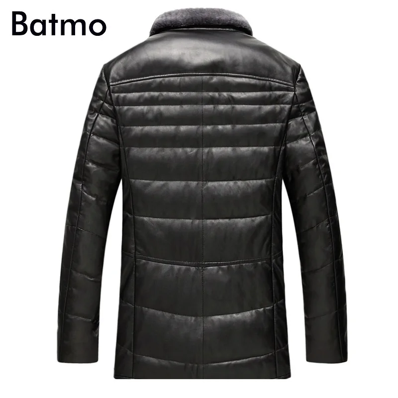 Batmo Новое поступление зимние высококачественные мужские куртки из овечьей кожи и белого утиного пуха, куртка с шерстяным воротником, размер L-4XL