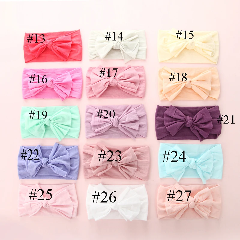 

30pc/lot New Kids Skinny Soft Bowknot Nylon Headbands Pale Pink Color Nylon Elastic Headbands Children Girls Hair Accessories