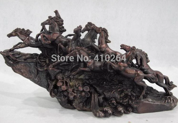 

[Nice Discount ] China Bronze Copper Feng Shui Wealth Lucky Gallop Nine Horses Horse Art Statue