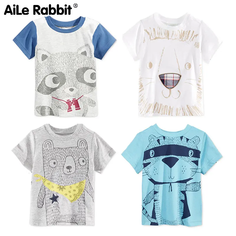 

AiLe Rabbit short-sleeved t-shirts children's wear the new summer T-shirt cartoon cotton single jersey short sleeve T-shirt