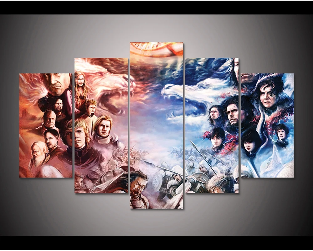 Framed HD Print 5pcs Game of Thrones canvas wall art Painting modern