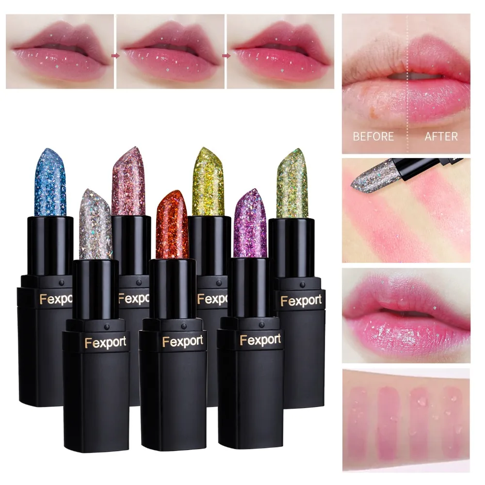 

Fexport Magic glitter Lipstick Crystal Jelly Temperature Change Color Lip Balm Maquiagem with Glitter lips F6106 for Wholesales