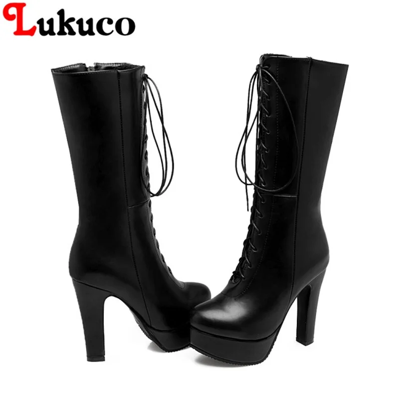 

2018 Mature platform boots large oversize 37 38 39 40 41 42 43 44 45 46 47 48 49 round toe design lace-up women sexy shoes