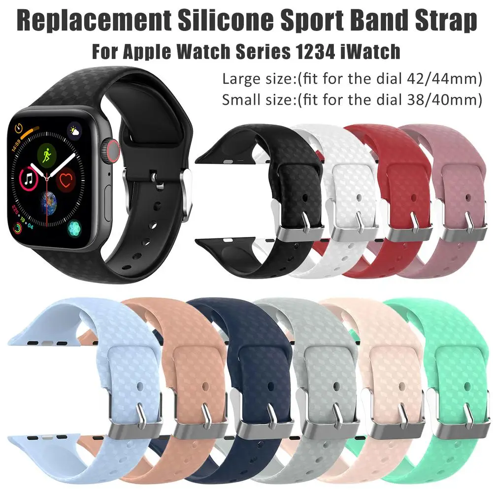 

3D Texture Soft Silicone Replacement Sport Band For 38mm 42mm Apple Watch Series 1 2 3 4 Wrist Bracelet Strap For IWatch Sports