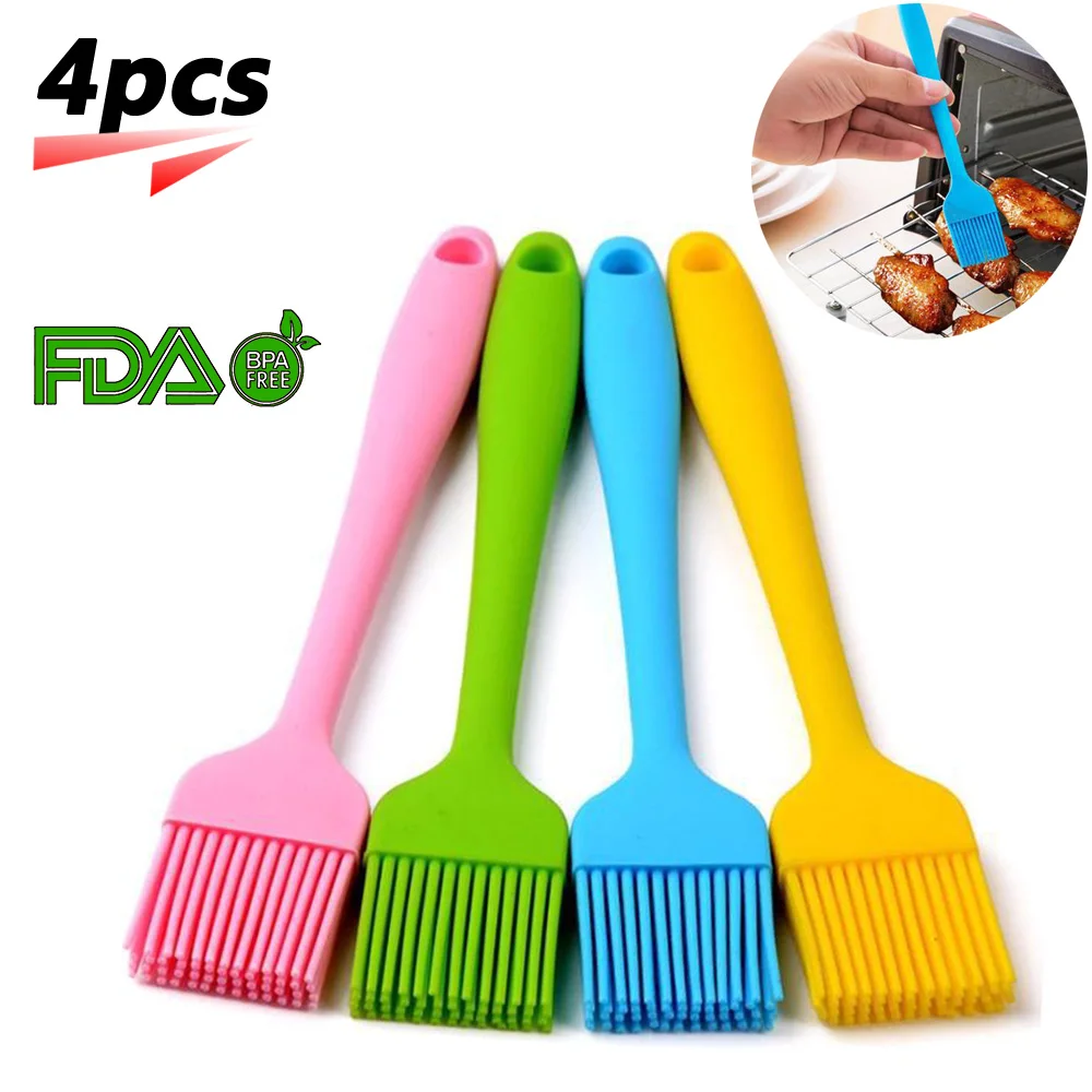 4pcs Pastry Brush Silicone Basting Brush Heat Resistant Grilling Brush
