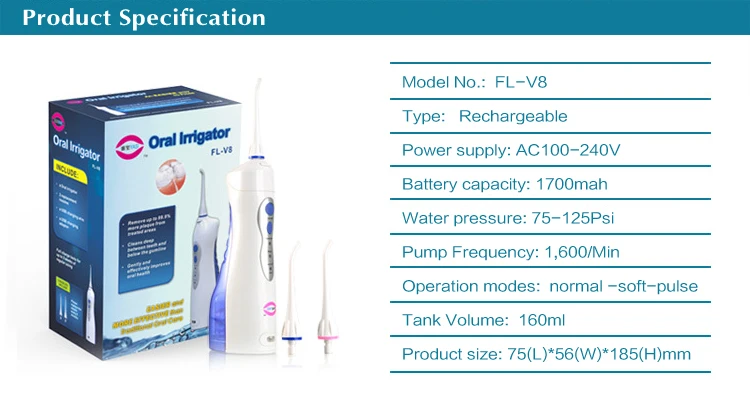 YASI FL-V8 портативный Оральный ирригатор зубная нить перезаряжаемый путешествия Стоматологический Ирригатор синий и розовый цвет