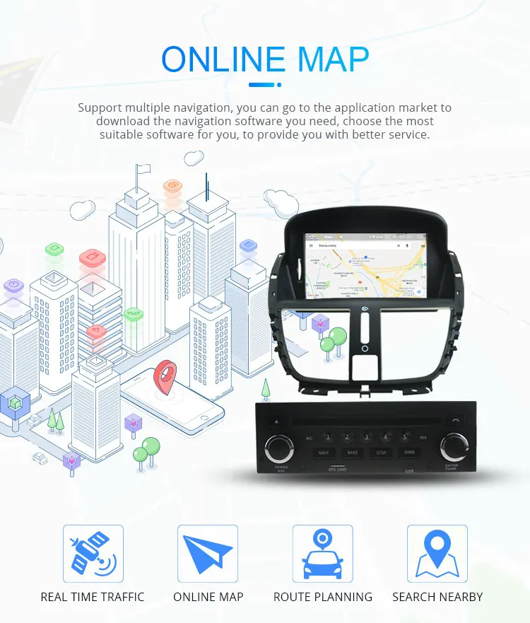 Sale LJHANG Android 9.0 Car Radio Multimedia Player For Peugeot 207 2008-2011 2012 2013 2014 GPS Navi Auto Stereo Headunit WIFI IPS 5