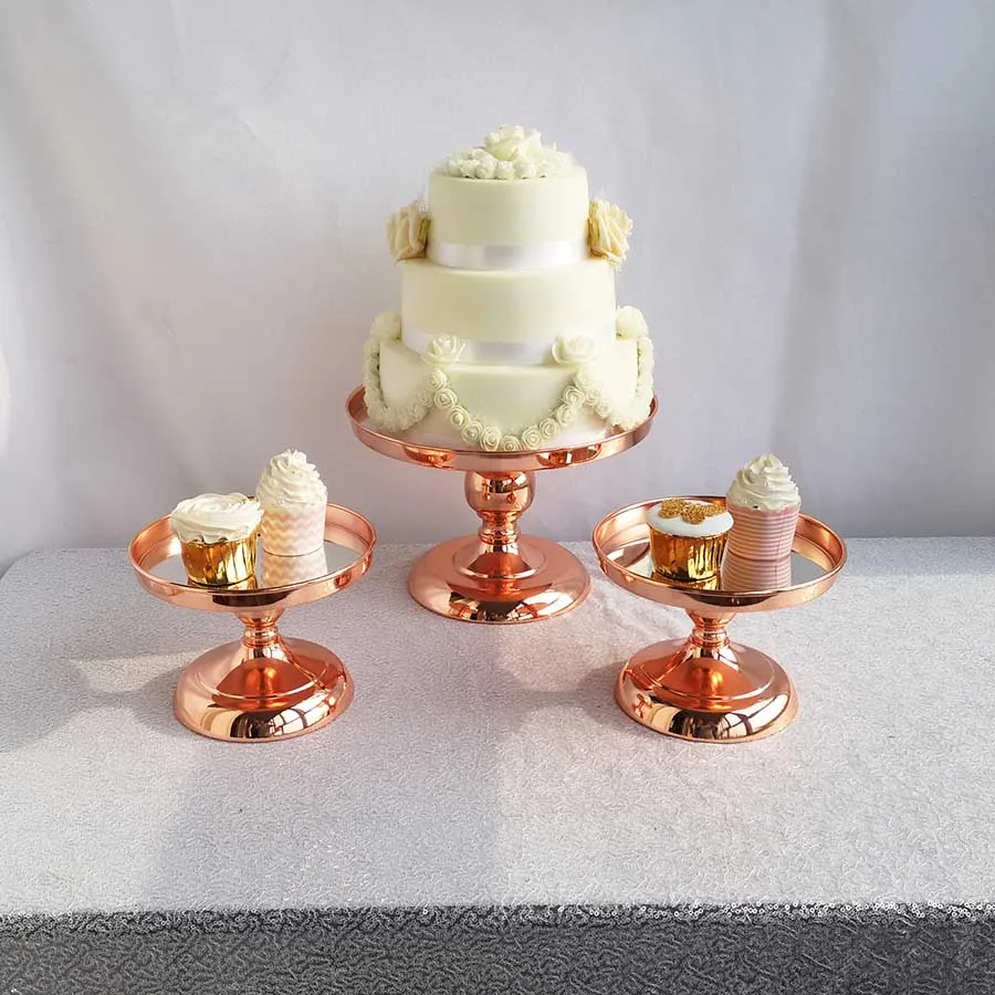 Розовое золото подставка для свадебного торта, современные круглые металлические одежда для свадьбы, дня рождения десерт, капкейк дисплей с пьедесталом - Цвет: 1pcs L  2pcs S
